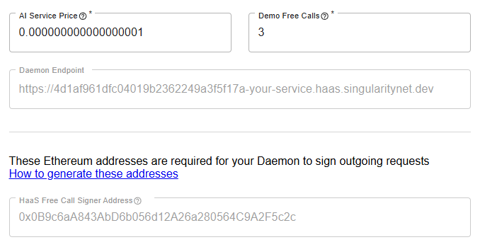 Auto-filled Daemon Configuration